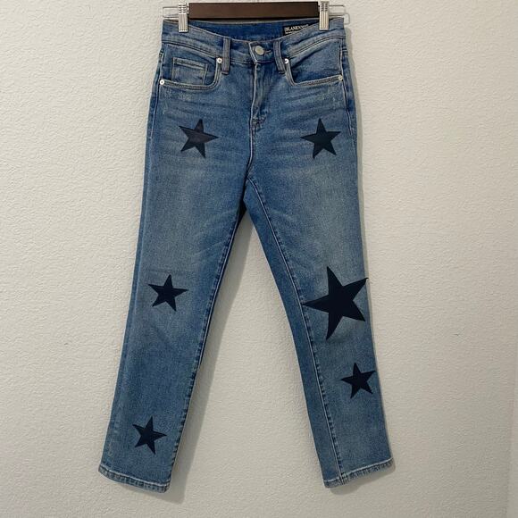 Blank NYC Jeans Womens Size 24 The Madison Crop with Stars Medium Wash - Picture 1 of 10